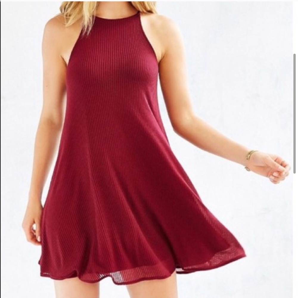 Urban Outfitters Maroon Ribbed Shift Dress